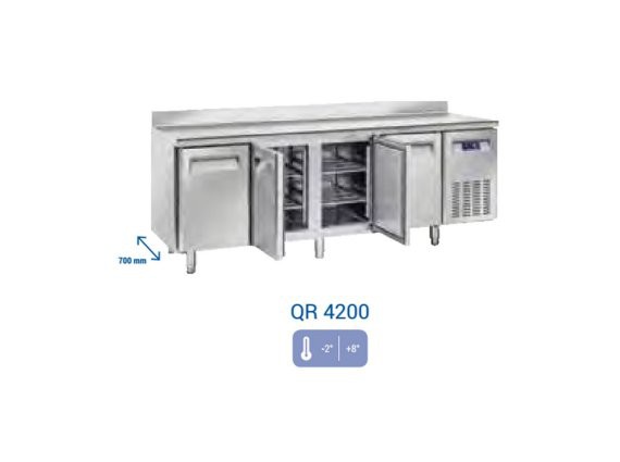 Tavolo refrigerato QR 4200 inox, positivo - 2/+ 8°.